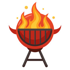 Fiery grill with devil horns and glowing embers barbecue fire