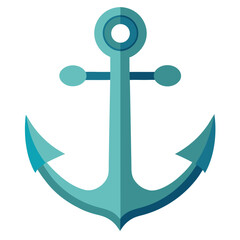 Teal anchor with blue accents and circular top nautical maritime
