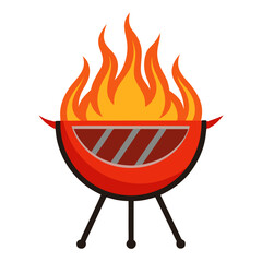 Red grill with bright orange and yellow flames barbecue fire