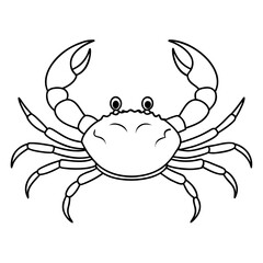 Cute cartoon crab with claws raised and multiple legs crustacean marine life