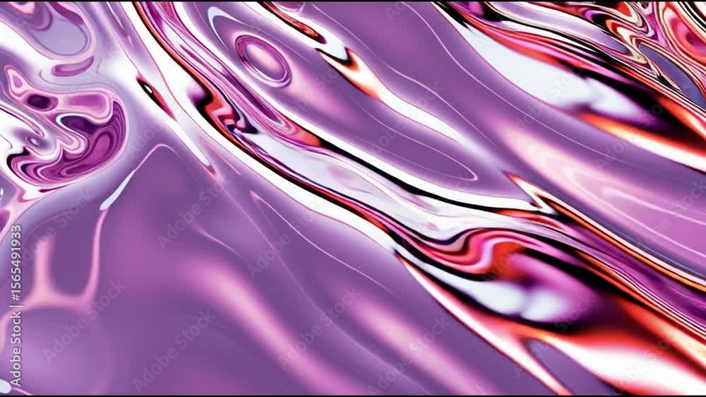 Poster purple and orange abstract liquid smoothly flowing, generating mesmerizing wavy pattern with floatin