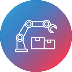 Robot Arm Line Gradient Circle Background Icon