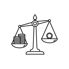 Investment Banking Icon Showing Balance Between Coins and Currency  