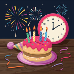 vector Birthdays, New Year celebrations, and the number 2025 Birthday Cake Icon
