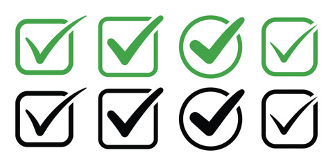 Checkbox icon set vector isolated on white background. yes, tick, checkmark, choice, vote, success symbol 