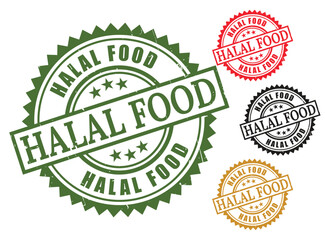 Halal certified product label vector graphic design for muslim community food industry marketing concept