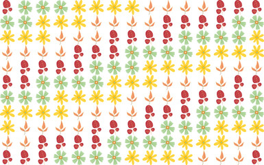 Stylish vector pattern with tropical floral elements blooms leaves. Great for modern fabric, surface design, and wrapping paper.

