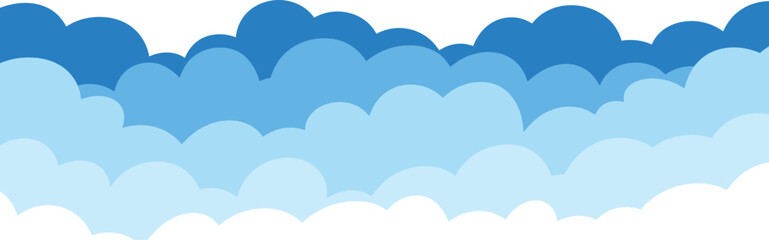 A bright and playful cartoon sky filled with clouds vector illustration