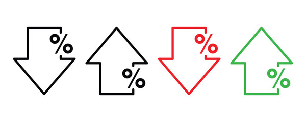 Percentage Increase and Decrease Icons Set