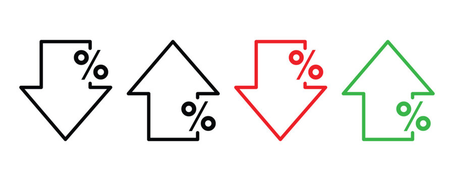 Percentage Increase and Decrease Icons Set