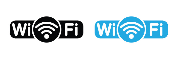 contrasting WiFi icons, black and blue vector isolated on white background