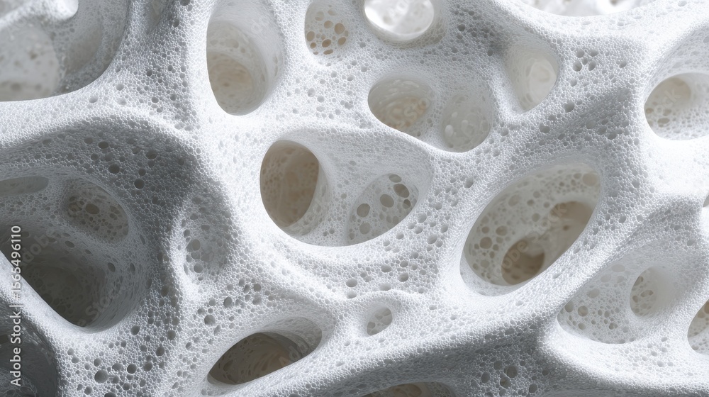 Poster abstract foam structure creating intricate shapes in white color