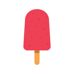 Flat vector illustration of a pink-red popsicle with dotted texture, representing a strawberry ice cream bar. Ideal for summer dessert themes, food menus, kids’ products, and snack-related content.
