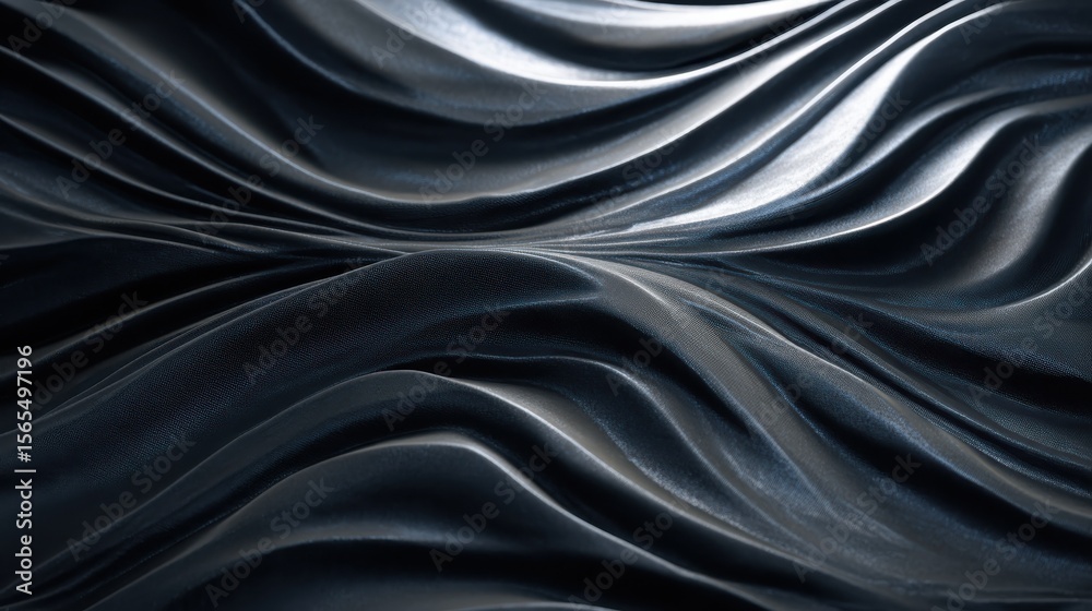 Poster elegant black wave patterns create a mesmerising texture, showcasing dynamic forms and subtle shadow
