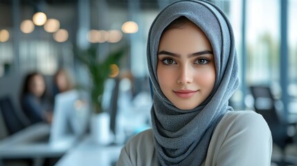 Young woman in hijab, professional office setting (1)