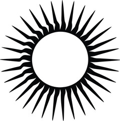 Black and white sun symbol vector illustration ideal for graphic design and branding