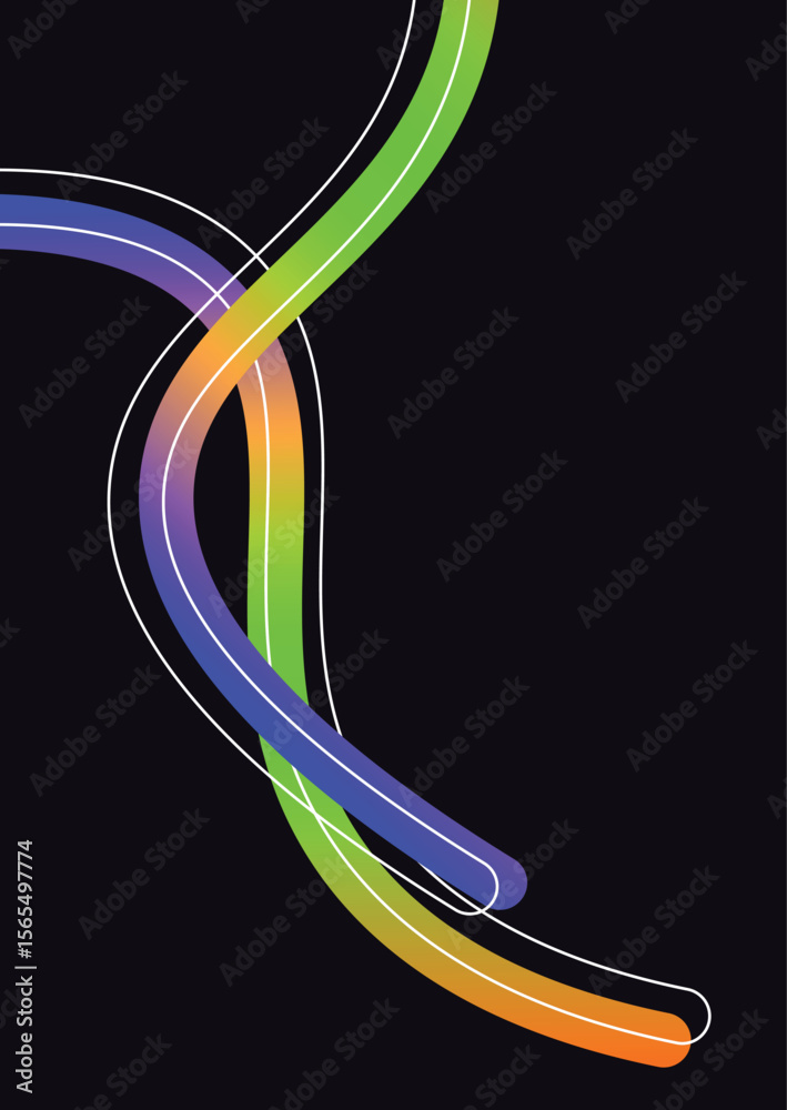 Leinwandbilder Gradient colors Lines with smooth shapes pattern  Abstract Vector Design Elements for Backgrounds, Patterns, Posters and Banners. Ribbons. Spiral Geometric Graphics