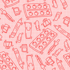 Doodle seamless pattern of school supplies for back to school