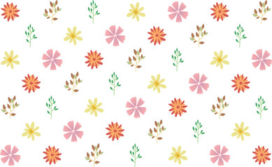 Stylish vector pattern with tropical floral elements blooms leaves. Great for modern fabric, surface design, and wrapping paper.


