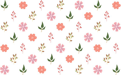 Stylish vector pattern with tropical floral elements blooms leaves. Great for modern fabric, surface design, and wrapping paper.

