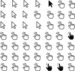 Collection of hand icons and cursors for web design and user interface elements