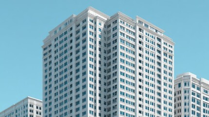 Fototapeta premium A high-rise building with numerous windowed floors, suitable for architectural or cityscape images