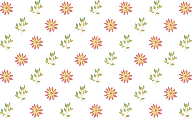 Stylish vector pattern with tropical floral elements blooms leaves. Great for modern fabric, surface design, and wrapping paper.

