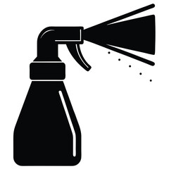 Vector illustration of a spray bottle with liquid being released, suitable for cleaning and gardening needs