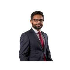 Confident Smiling Businessman in Suit and Glasses, Corporate Portrait