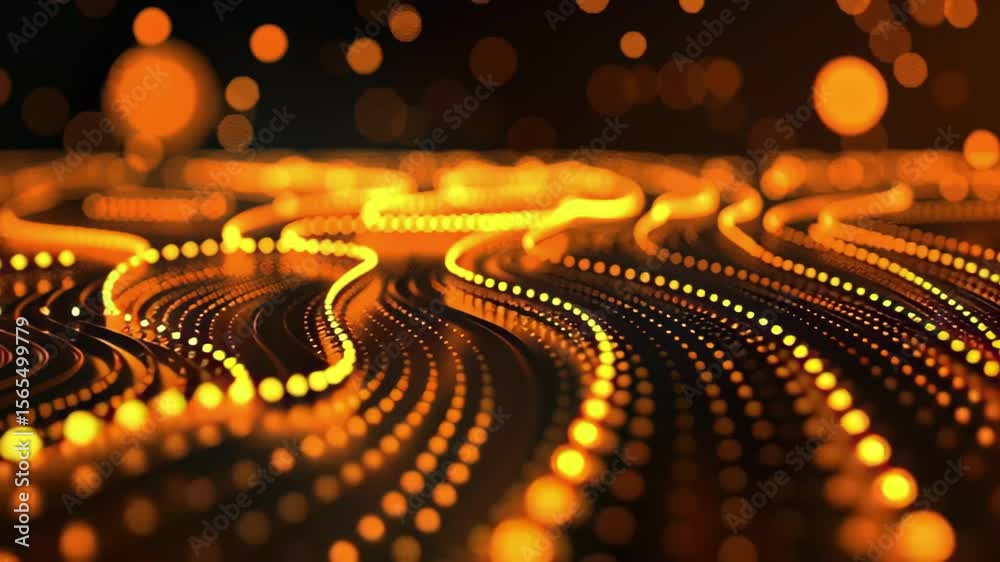Poster Neural network visualization of glowing dots with a seamless render, depicting dynamic patterns, Neural network of glowing dots Seamless 3D render Abstract