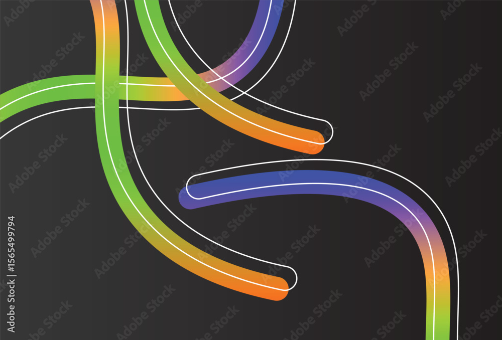 Fototapete Gradient colors Lines with smooth shapes pattern  Abstract Vector Design Elements for Backgrounds, Patterns, Posters and Banners. Ribbons. Spiral Geometric Graphics