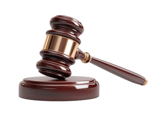 Wooden judge gavel resting on sound block symbolizing justice