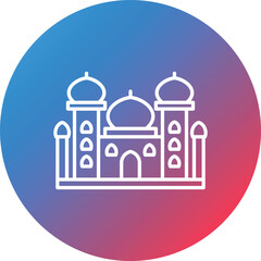 Taj Mahal Line Gradient Circle Background Icon