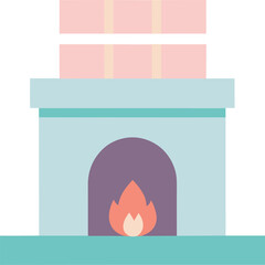 Pastel Fireplace Icon – Minimalist Home Interior & Cozy Room Symbol