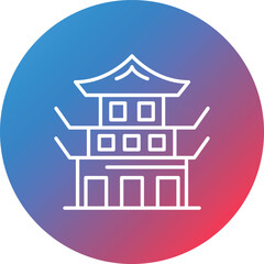 Forbidden City Line Gradient Circle Background Icon