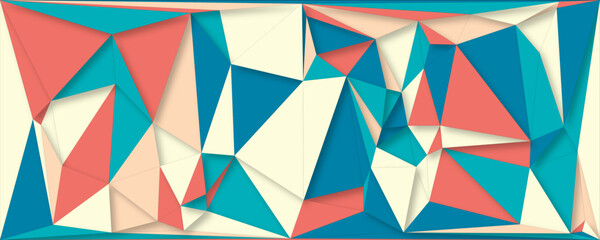 Abstract vector design seamless geometric triangle pattern with colorful retro style.  A vibrant and dynamic composition of overlapping triangles. Retro polygon abstract geometric background.