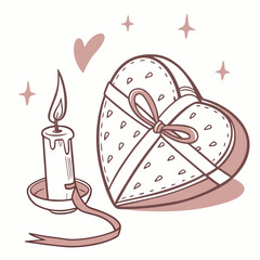 Heart shaped gift box with candle heart gift box ribbon