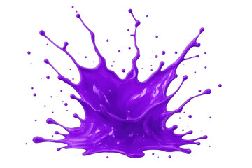 Naklejka premium Purple paint splashing, forming dynamic arc with vivid color against clean transparent surface