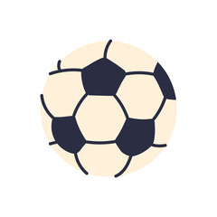 A soccer ball with black and white stripes is shown
