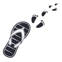 Flip flop and footprints walking summer