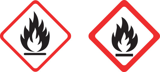 Flammable Hazard Warning Sign Icon - GHS Pictogram

