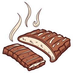 Sizzling grilled ribs with steam barbecue meat