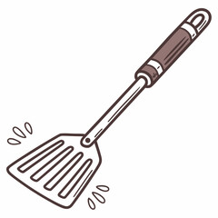 Brown and white spatula with droplets kitchen utensil