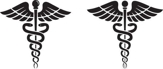 Caduceus Medical Symbol Icon Set - Healthcare and Medicine Vector

