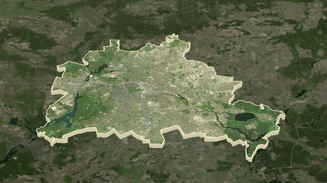 Berlin region, Germany, extruded. Map animation