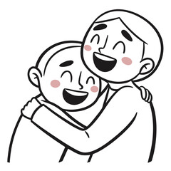 Happy people hugging with rosy cheeks embrace happiness