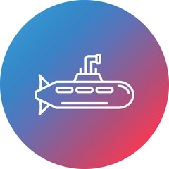 Army Submarine Line Gradient Circle Background Icon