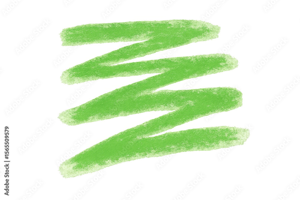 Poster green brush strokes forming zig-zag pattern, creating dynamic graphic element with transparent backg