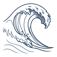 Majestic ocean wave cresting with foam and water droplets