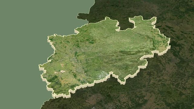 Nordrhein-Westfalen region, Germany, extruded. Map animation